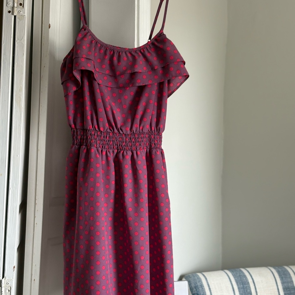 Polka Dot Ruffle Dress - Pink